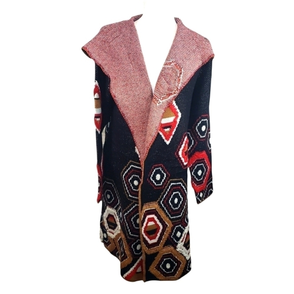 MAXSPORT Aztec Boho Mid Length Knitted Sweater Cardigan Size M - Picture 1 of 12